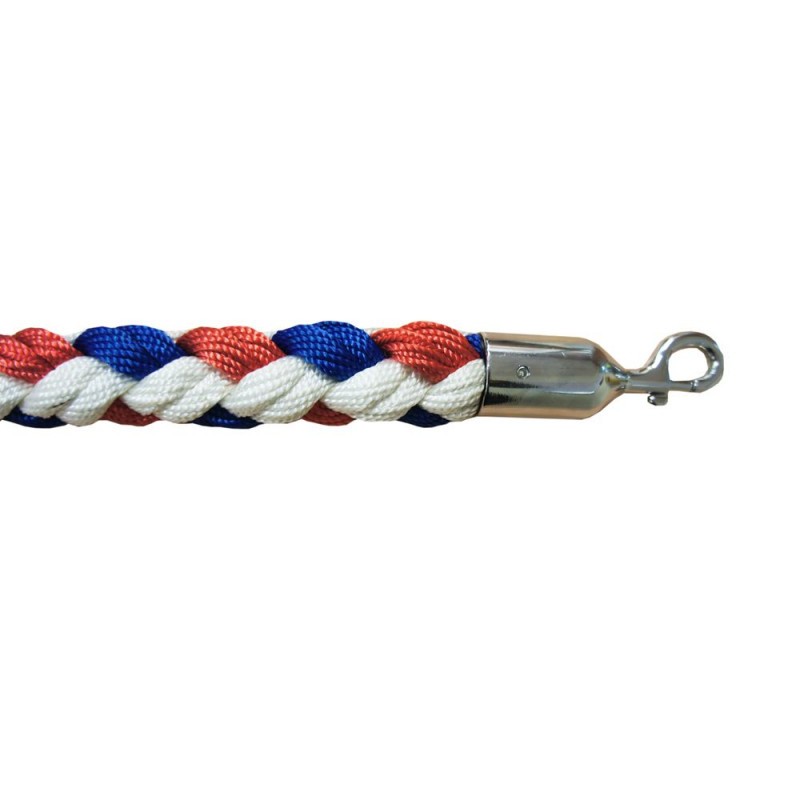 Cordon tressé bleu/blanc/rouge velours 2 m pour poteaux à corde Viso CI2BBR