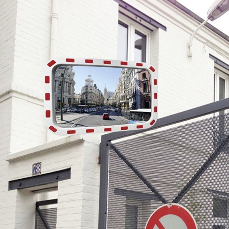 Miroir de surveillance en polycarbonate à bandes réfléchissantes pour  voirie, miroir rectangulaire 40 x 60 cm