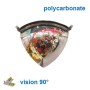 Miroir de sécurité 1/8 sphère | Polycarbonate | Vision 90°
