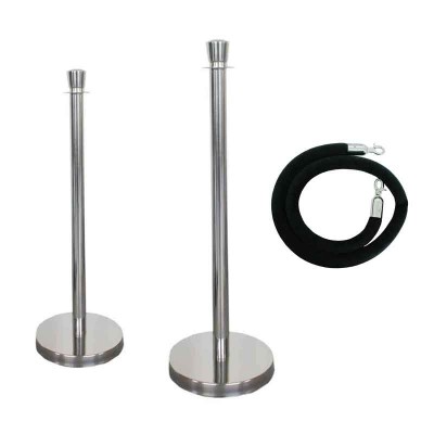 Lot 2 poteaux chromé + corde 1,5m REXO