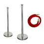 Lot 2 poteaux chromé + corde 1,5m REXO