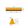 Butée de recul industrielle bande jaune | Caoutchouc | 1200x200x200mm