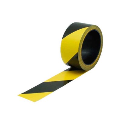 Ruban de signalisation noir/jaune | 100mx50mm | Lot de 12