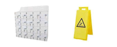 Slippery floor panel - Floor signaling easel - Telephone lockers